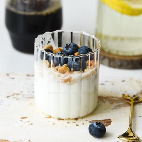 Stripe Drinking Glasses Transparent Coffee Cup Wine glass Water Milk Glasses Drinkware Tea Shot Glass Yogurt Cup