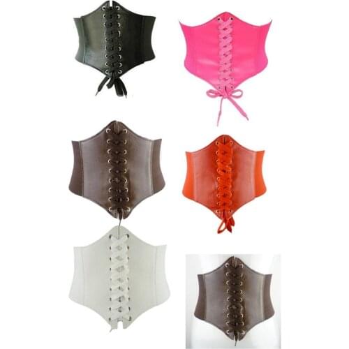 Hot Women Belt Retro Elastic Buckle Wide Waistband Waist Adjustable Corset PU Leather Belt for Dress Shirts