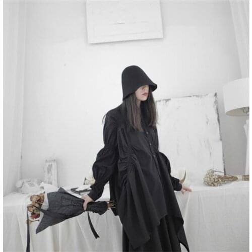 Big Yamamoto designers dark shirt skirt womens minority temperament womens dress loose deconstruction a word