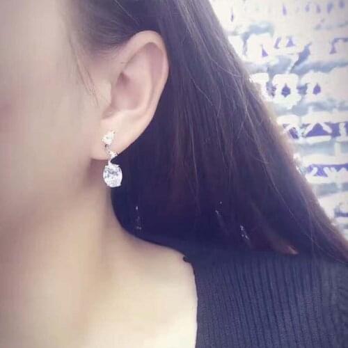 YAN MEI AAA Cubic Zirconia Flower Dangle Earrings For Women Plant Shape Earring Female Party Gift GLE6540