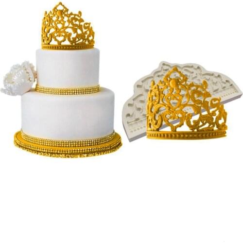 Silicone Mold Sugarcraft Baroque Style Crown Cupcake Topper Fondant Cake Decorating Tools Chocolate Candy Dessert Jewelry Mold