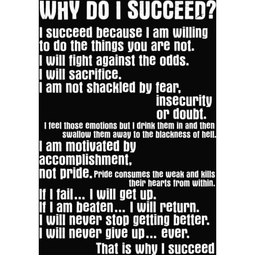 Sports Motivational Succeed Black Art Film Print Silk Poster Home Wall Decor 24x36inch