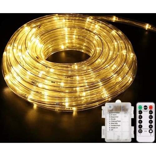 Remote Control Led Rainbow Rope Tube String Lights 10M100LED Battery Powered Waterproof Outdoor New Year Garden Path Fence Light
