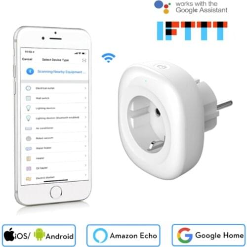 Mini Wifi Remote Control Smart Socket EU Power Plug Mobile APP Remote Control Energy Monitor Works with Alexa Google Home
