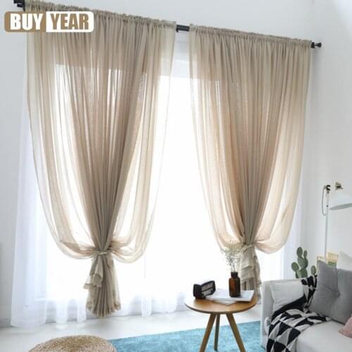 300cm Height Pure Color Curtain Living Room Window Finished Tulle Sheer Voile Curtains For Bedroom Rideaux Voilage Drapes