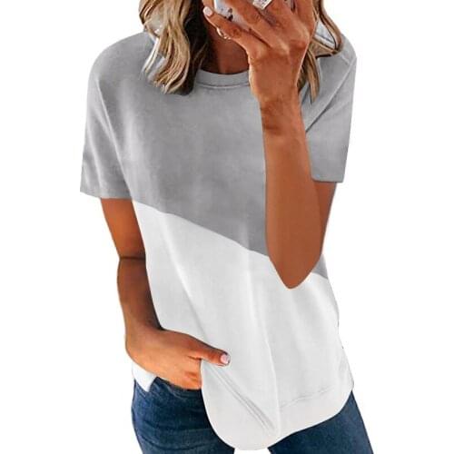 Women Clothing Summer Printed Round Neck Short-Sleeved Tee Shirt Loose Casual Solid Top Soft And Comfortable Thin T Shirt Femme