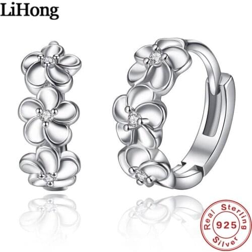 New 925 Sterling Silver Earrings Round Flower Earrings For Women Charm Jewelry Gift