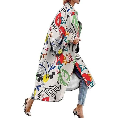 Female Jacket Vintage Print Slim Embroidery Plus Size Cardigan Long Woman Coat Retro Traditional Chinese Outerwear Female #T2G