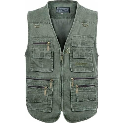Plus size 5XL 6XL 7XL New Male Casual Summer Cotton Sleeveless Vest With Many 14 Pockets Men Multi Pocket Photograph Waistcoat
