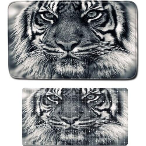 2pcs/ Set Flannel Foor Mat + Pvc Bathroom Mat Carpet Slide-proof Rug for Shower Door Home Decorative Tiger Giraffe Marble