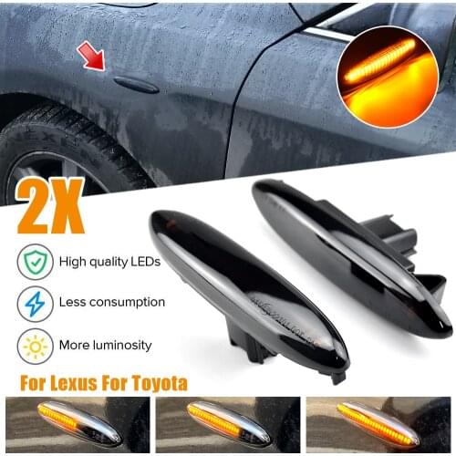 2x For Lexus IS250 IS350 SC430 For Toyota Highlander Soarer Kluger GSU 4 Dynamic Side Marker Fender Blinker Sequential LED Light