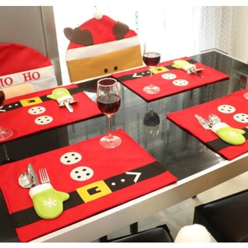 4pcs/lot Christmas Table Mats Family Dinner Placemat Ornaments Home Hotel Cafe Decoration Tableware Mat Heat Insulation Pad