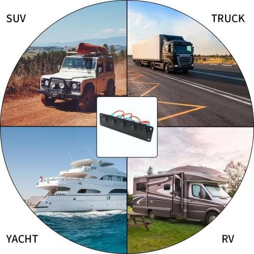 5 Gang 3 Pin Rocker Switch Panel Waterproof On-Off Switches SUV Vehicle For Car Boat Pre-wired Marine with Truck Toggle Tra Q0S8