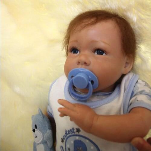 50cm Soft Silicone Vinyl Dolls Reborn Baby Brown Wig Girl Handmade Cotton Body Lifelike Bebe Juguetes Babies Toys