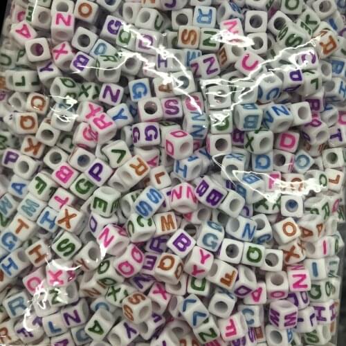 7*7 mm bulk cube colorful A to Z alphabet letter beads for jewelry making 500 grams per bag