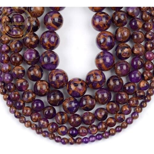 A+ Natural Stone Purple Cloisonne Jaspers Beads Round Loose Spacer Beads For Jewelry Making Diy Bracelet Charms 4 6 8 10mm 15