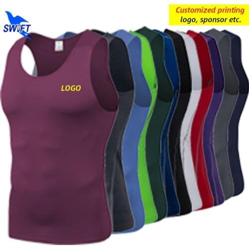 Quick Dry Compression Sleeveless Running Shirt Men Gym Fitness Tank Tops High Stretch Bodybuilding Vest Summer Clothes Customize
