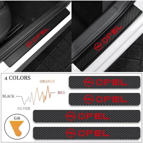 For Opel Astra H G J Insignia Mokka Zafira Corsa Vectra C D Car 4PCS 3D Carbon Fiber Vinyl Door Sill Scuff Plate Decor Stickers