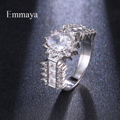 Emmaya New Modern Style Geometry Model Multicolors Cubic Zircon For Women Cool Ring In Fashion Party Eye-catching Ornament