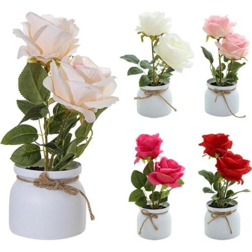 1 Set Fake Flower Simulation Wear-resistant Plastic Everlasting Artificial Flower Pot for Home Festival Decor
