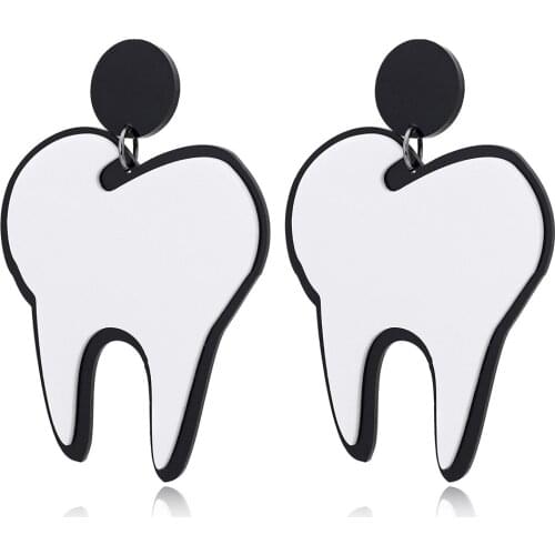 Hip Hop Punk Creative Big Teeth Drop Earrings For Women Girls Statement Funny Cute high-heeled Long Earrings Club Party Jewelry