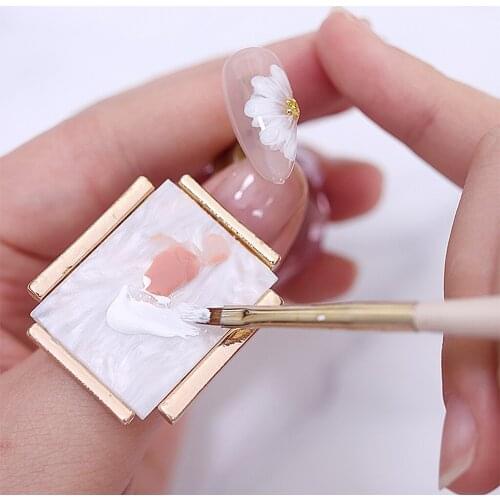 Nail Art Palette Finger Ring Nail Polish Cream Gel Mixing Plate Tray Dish