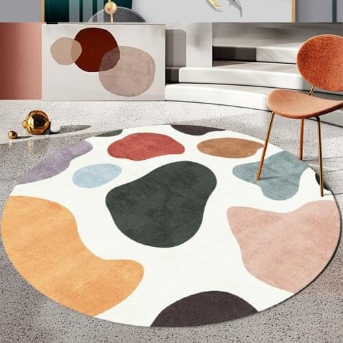 Small Fresh Living Room Sofa round Floor Mat Nordic Luxury Bedroom Carpet Printing Hanging Basket Mat round Homestay Blanket