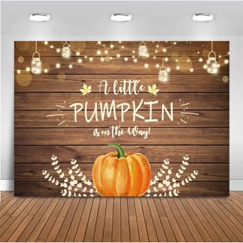 Cute Baby-shower Party Background Autumn Pumpkin Maple lights Photo Backdrop Party Background wall