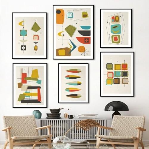 Modular Geometry Modern Abstract Wall Art Canvas Painting Nordic Retro Posters And Prints Wall Pictures For Living Room Decor