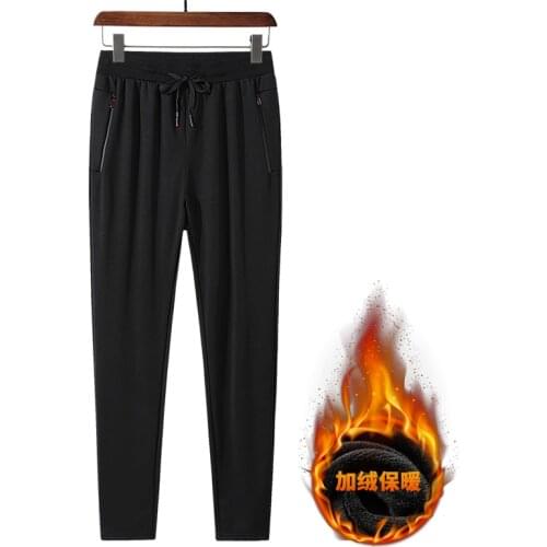 Men Pants Warm Fleece Overweight Pants Black Trousers Streetwear Casual Pants Winter Plus Size 8XL Mens Clothing Free Shipping