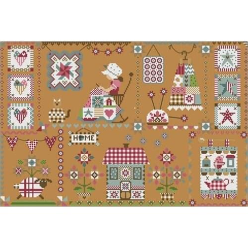 Patchwork Town pattern Counted Cross Stitch 11CT 14CT DIY Chinese Cross Stitch Kits Embroidery Needlework Sets