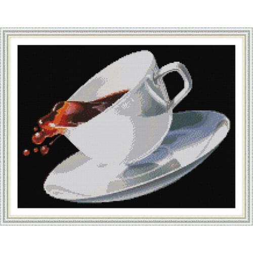 Coffee cup cross stitch kit drinks Aida count 18ct 14ct 11ct print embroidery DIY handmade needlework supplies bag