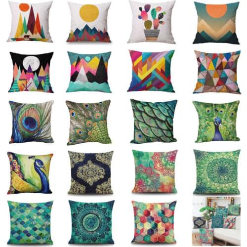 Geometric Animal Sun/Peacock/Art Cover Cushion Pillow Sofa Home Decor Fashion Bed Print Case