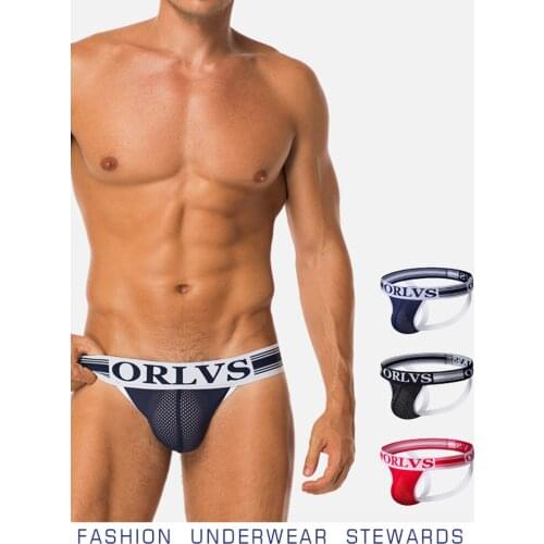 Men Stripe Cotton Underwear Male Jockstrap Sexy Soft Breathable Thong Briefs Men String Cueca Gay Panties Lingerie Underpants