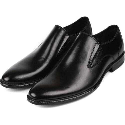 Simple Elegant Genuine Leather Wedding Dress Shoes Men Loafers Business Casual Shoes Black Brown Coffee Daily Office Work Shoes