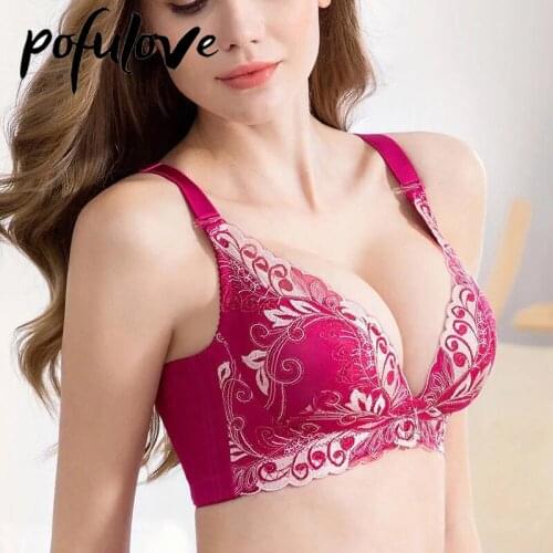 Sexy Lace Bra for Women Push Up Bras Plus Size Underwear 32-42 Floral Embroidery Bralette Wireless Seamless Female Brassiere