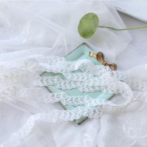 10 Meters Leaves Shape Water Soluble Garment Ivory Lace Trims Embroidery Curtain Cotton Lace Trimmings Ribbon DIY Handmade