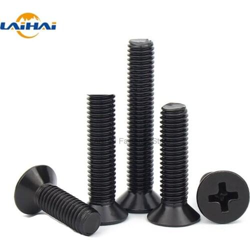 2/20 M4 M5 M6 M8 Black 304 Stainless Steel Cross Recessed Phillips Flat Countersunk Head Screw Bolt Dia 4 5 6 8mm Length 6-100mm