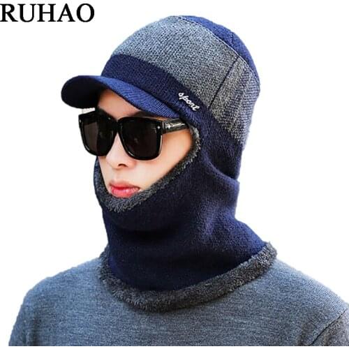 2020 Unisex Warm Winter Hat Fashion Winter Beanie Hat For Men & Women Winter Beanie Wool Fur Scarf Cap Thick Visor Knitted Hat