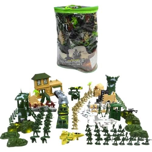 300 Pieces Military Figures and Accessories - Toy Army Soldiers in 2 Colors, War Soldiers Playset and Battlefield Accessories