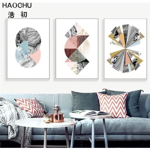 HAOCHU Abstract Round Marbled Art Poster Home Wall Decor Pictures Abstract Pattern Canvas Painting For Study Room Unframed