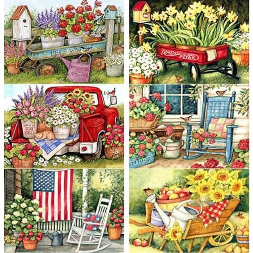 5D DIY Diamond Painting Flowerbed Diamond Embroidery Fresh Flowers Cross Stitch Crafts Full Square Round Drill Home Decor Gift