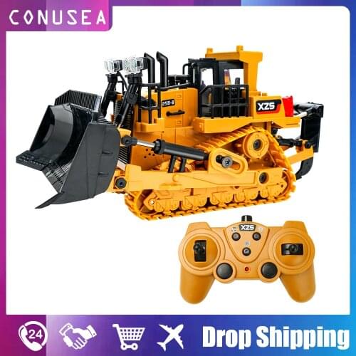 1:24 Rc Car Tractor Truck Caterpillar 2.4G Radio Controlled Car Excavator Alloy Bucket 9Ch Engineering Vehicle Bulldozer Toy Boy
