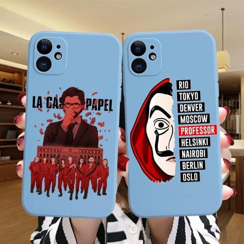 Spain TV Money Heist House Paper Silicone Case For iPhone 12 11 Pro XS MAX XR 7 8 Plus La Casa De Papel Soft Coque Blue Cover