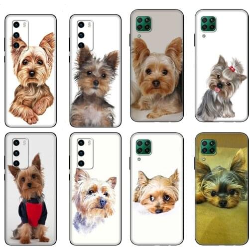 Black tpu Case For Huawei P30 Lite P30 Pro P40 Case For Huawei P40 LITE E P Smart 2020 Case Cover Yorkshire terrier dog