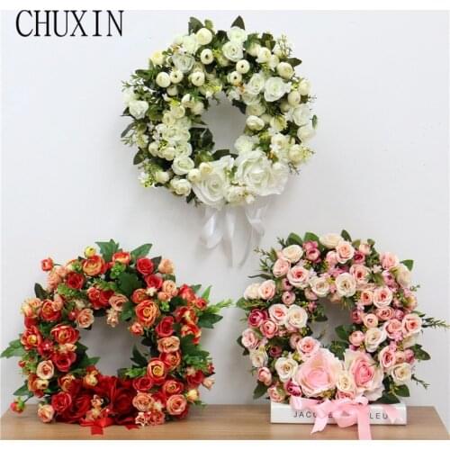 30/35/40cm Artificial flower chaise rose foam bottom garland home Wall hanging decoration wedding bridal tiara Christmas gift