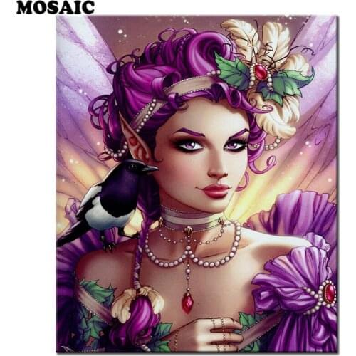 DIY round Diamond Painting cartoon magic girl Diamond Embroidery Cross Stitch Mosaic diamond picture of rhinestones by numbers