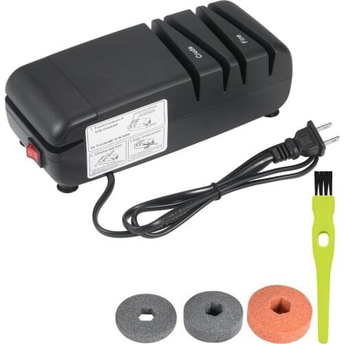 Electric Knife Sharpener Multifunctional Automatic Cut Sharpeners with 15-Degree Bevel Crude and Fine Grooves for Straight
