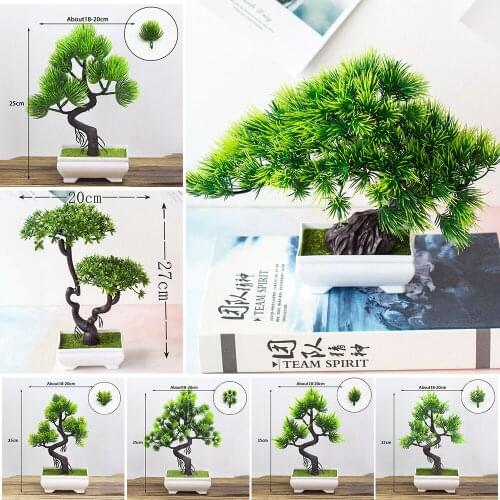 Artificial Plants Potted Bonsai Green Small Tree Plants Fake Flowers Potted Ornaments for Home Garden Decor Party Hotel Decor