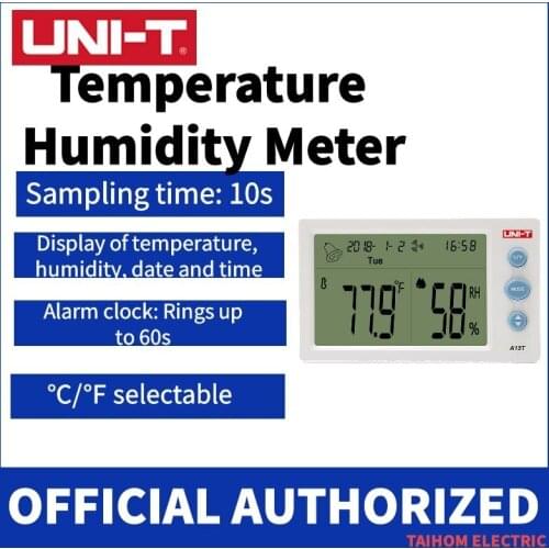 UNI-T Temperature Humidity Meter; Indoor temperature and humidity table, time/date/week/temperature humidity display A13T